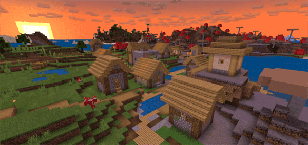 Spawn Next to a Blacksmith Village/Mushroom/Shatter Savanna Combo! Seed