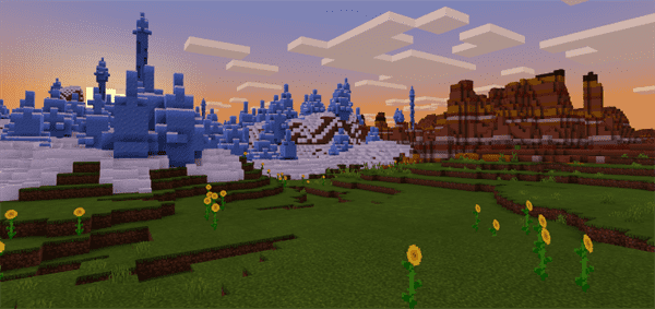 Ice Spike/Eroded Badlands/Sunflower Plains at Spawn With Villages Nearby!