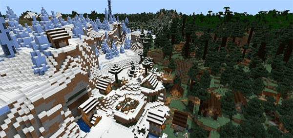Village Attached to Ice Spike/Jungle/Giant Spruce Taiga Biome Combo! Seed