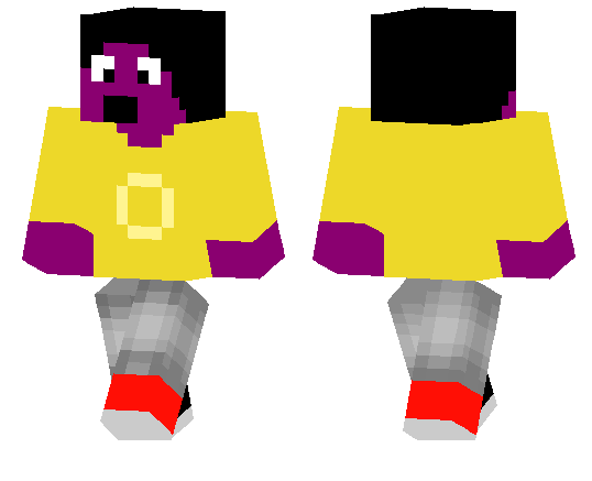 A purple Monster in a T-shirt